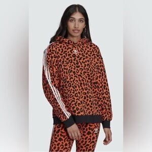 Adidas Orange Leopard Print Hoodie